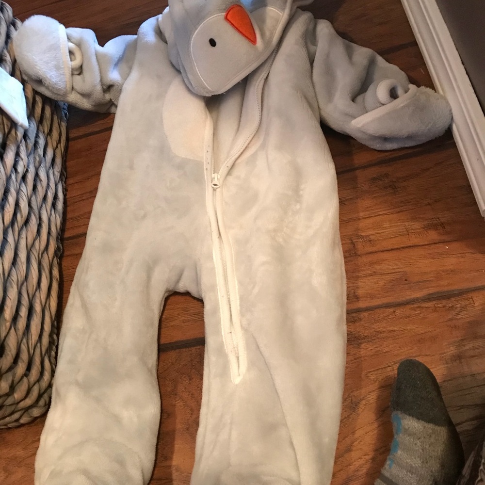 One piece snow suit for infants